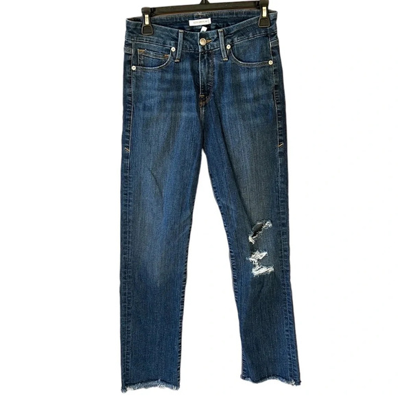 Good American The Good Straight Size 2/26 Distressed Jeans in Blue 407 - Picture 1 of 9